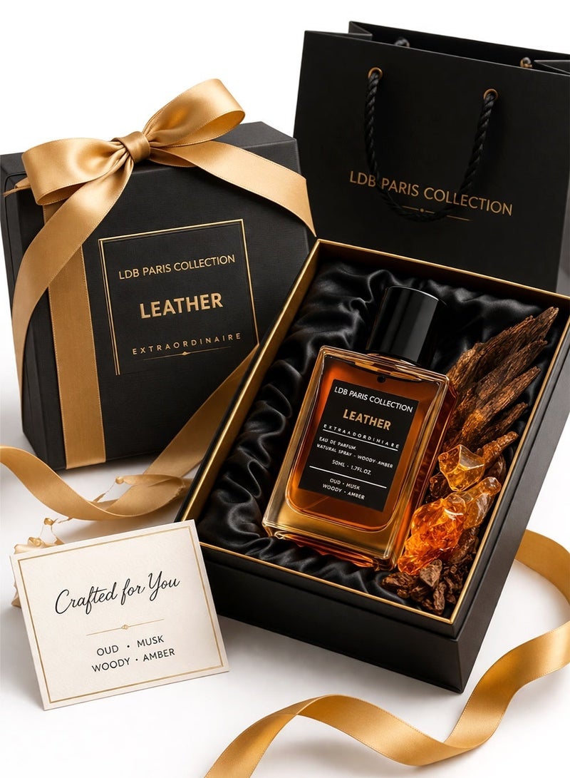 Linea De Bella LDB Paris Collection Leather 85ml | Long Lasting Perfume for Men with Oud, Amber & Patchouli Notes | Luxury Leather Perfume for Men - Image 5