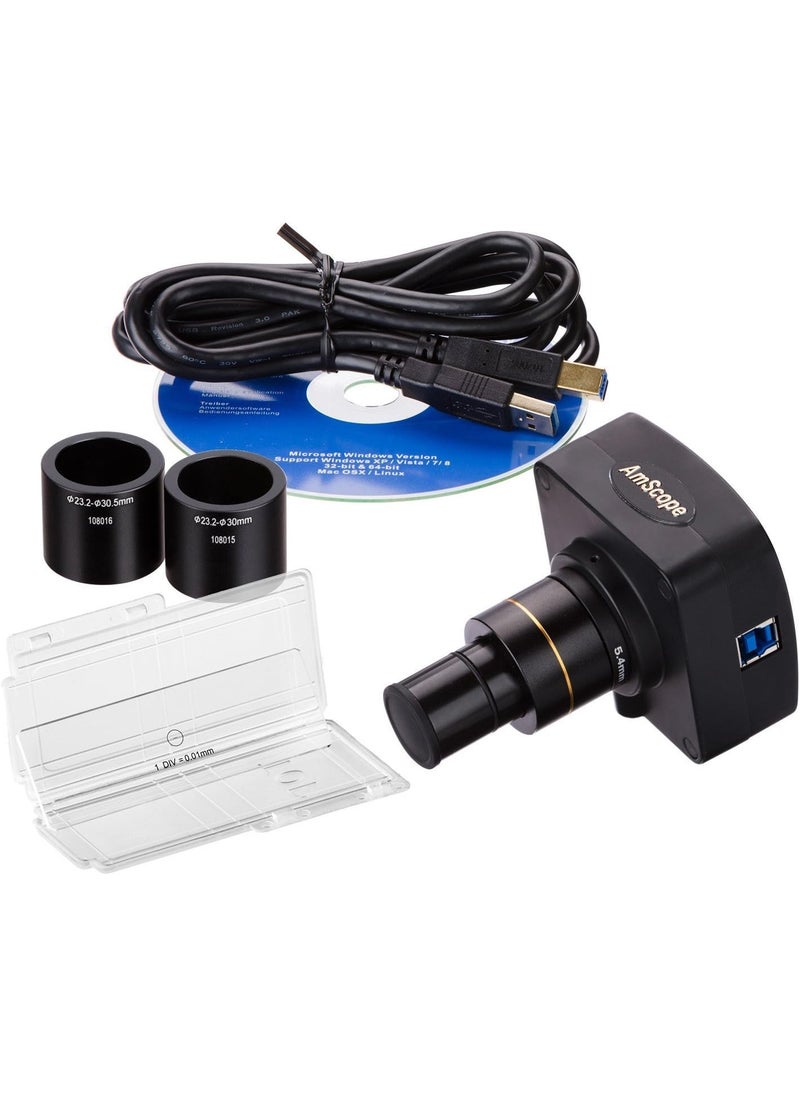 AmScope AmScope 5MP USB30 RealTime Live Video Microscope Digital Camera  Calibration Kit  - Image 1