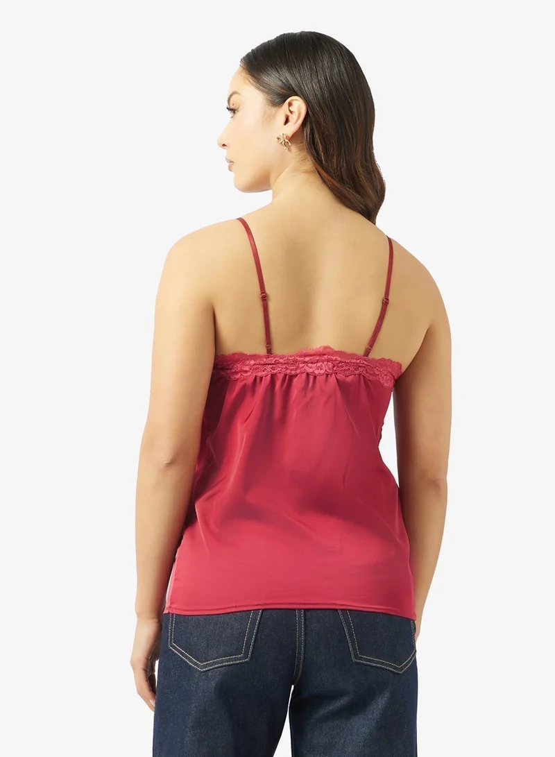 Ginger Basics Satin Lace Cami Top