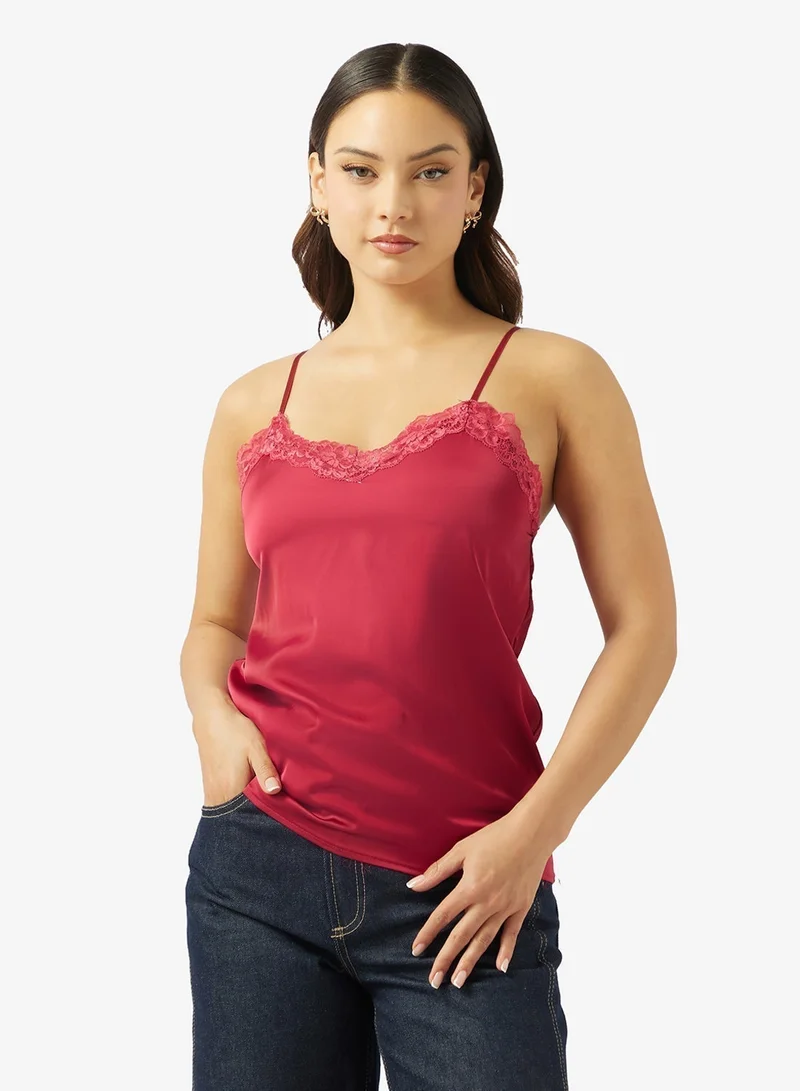 Ginger Basics Satin Lace Cami Top