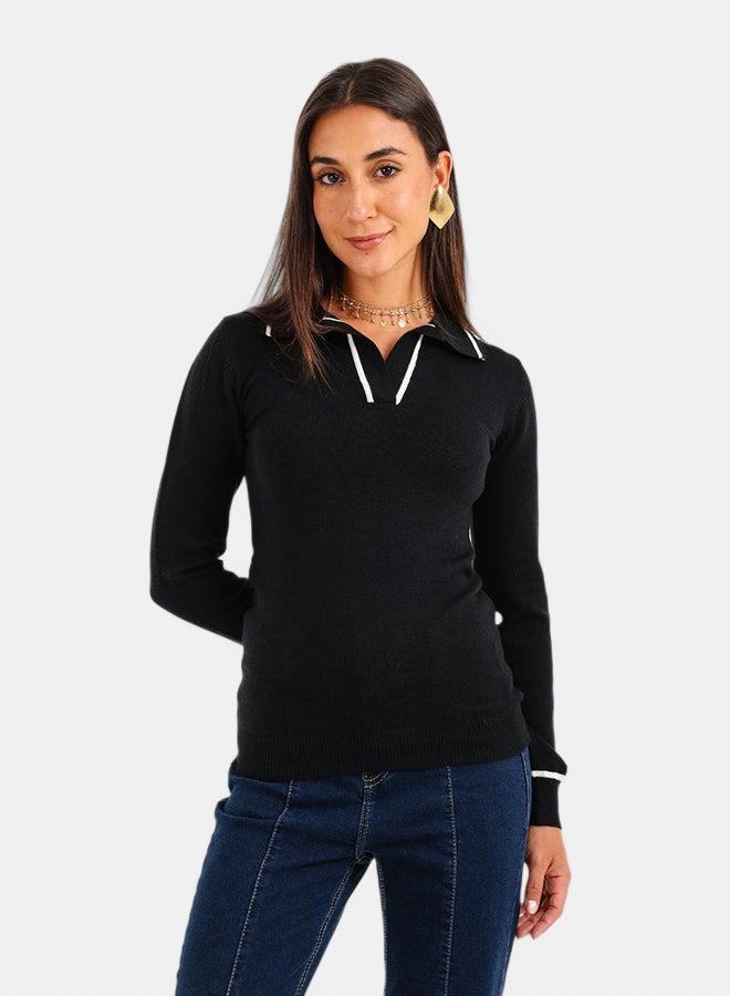 Carina Contrast Panel Knit Pullover - Image 1