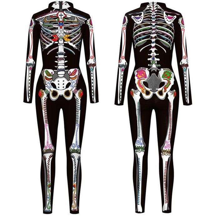 3D Digital Print Skeleton Halloween Costume Long Sleeve Top for Adults & Kids