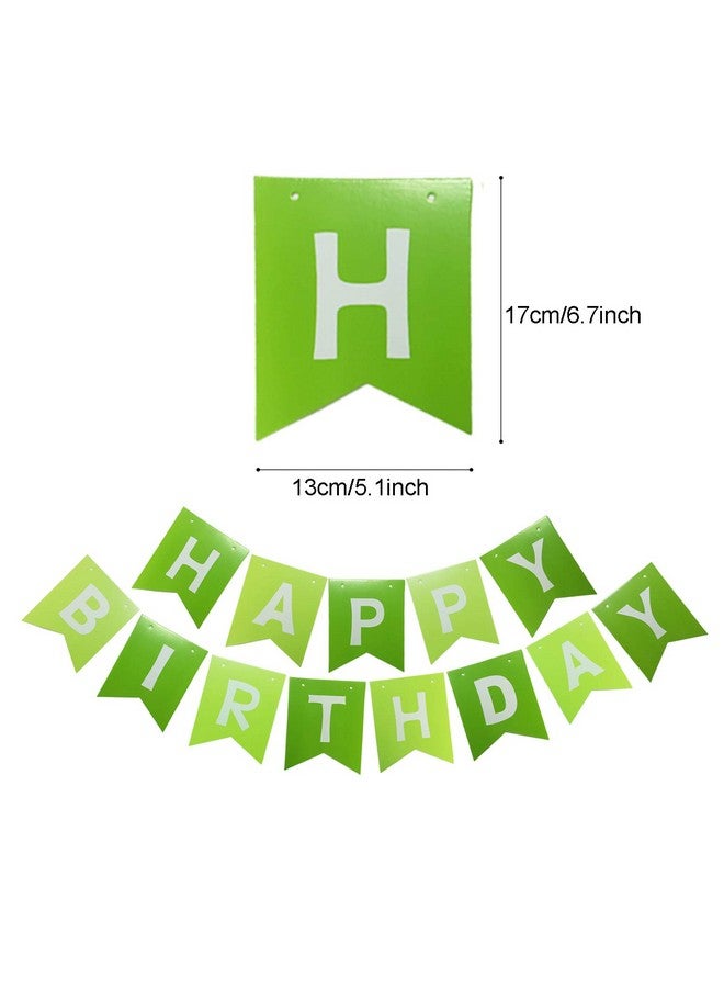 ZERODECO ZERODECO Birthday Party Decoration, Green Happy Birthday Banner with Paper Fans Garland String Triangle Bunting Flag Tissue Tassel and Balloon for Bday Party Supplies Anniversary Decoration  - Image 3