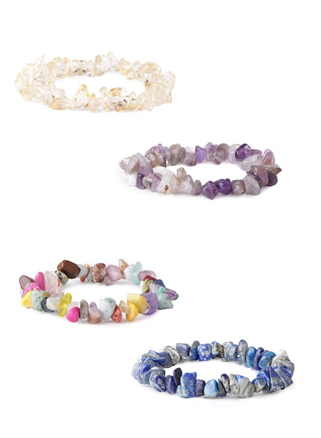 Lemon 8pcs  Chakra Bracelets for Women, Natural Colorful Crystal Bracelets for 7 Chakra Lrregular Gemstone Bracelets Crystal Chip Bracelet for Women Men - Image 3