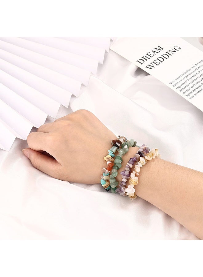 Lemon 8pcs  Chakra Bracelets for Women, Natural Colorful Crystal Bracelets for 7 Chakra Lrregular Gemstone Bracelets Crystal Chip Bracelet for Women Men - Image 2