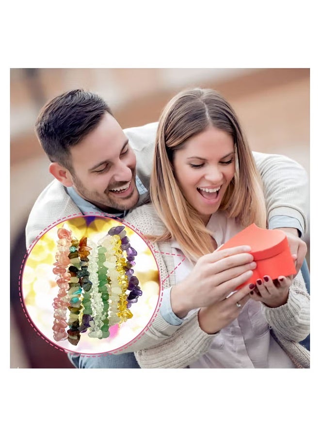 Lemon 8pcs  Chakra Bracelets for Women, Natural Colorful Crystal Bracelets for 7 Chakra Lrregular Gemstone Bracelets Crystal Chip Bracelet for Women Men - Image 5