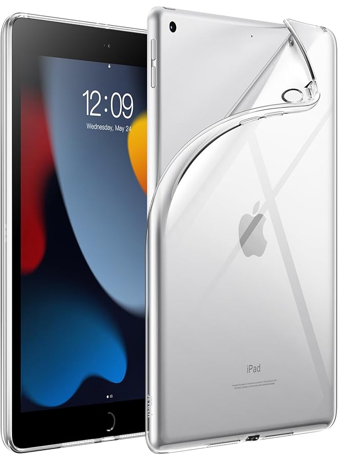 جي تيك حافظة لجهاز ايباد 9 8 7 10.2 انش 2021 2020 2019 موديل الجيل التاسع والثامن والسابع، غطاء شفاف رفيع مقاوم للصدمات من مادة TPU الناعمة - Image 1