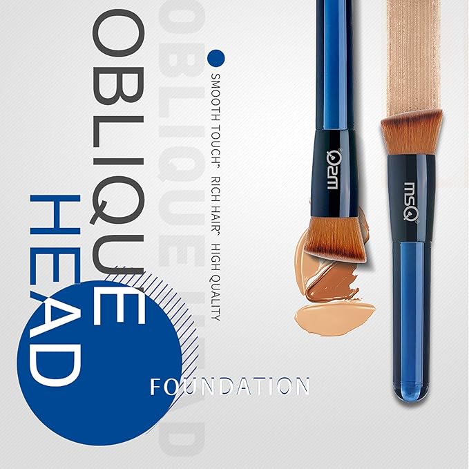 MSQ Makeup Brush Foundation Brush Kabuki Flat Top Face Brushes For Blending Liquid Cream or Flawless Powder Cosmetics Buffing Stippling Concealer Premium Quality Synthetic Dense Bristles