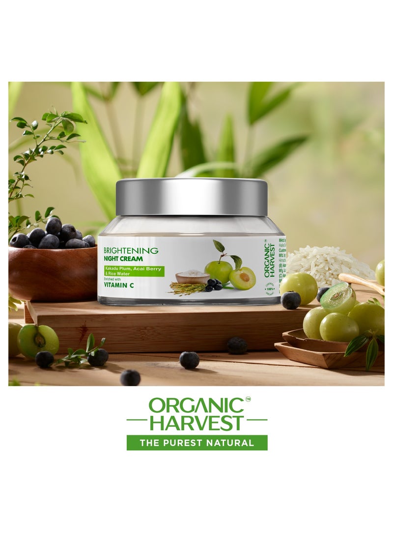 Organic Harvest Brightening Night Cream: Kakadu Plum, Acai Berry & Rice Water | For Glowing Skin | Moisturizing, Vitamin C Face Cream | 100% American Certified Organic | Sulphate & Paraben-free - 50gm - pzsku/Z5428B94A83C1D76C093DZ/45/_/1730796388/2af3cba8-d202-48d6-b682-2ada07f4f40d