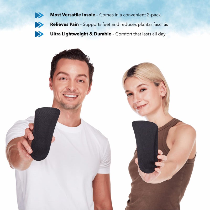 CALTO Half Elevator Insole for Men - 1/2 Inch Height Increase Taller Heel Lift Insert (2 Pack) Black - Image 4