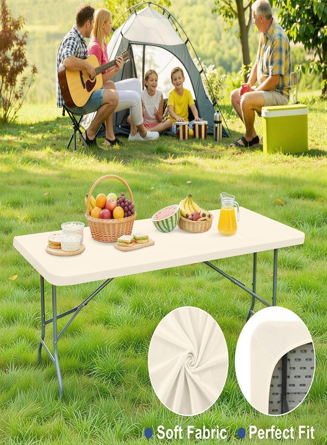 homing Spandex Elastic Tablecloth for 6 Foot Rectangle Tables, Stretch Fitted Picnic Table Cover, Washable Patio Table Cloth for Outdoor, Camping, Party (Champagne, 30" x 72") - Image 2