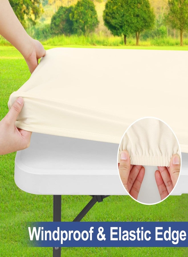 homing Spandex Elastic Tablecloth for 6 Foot Rectangle Tables, Stretch Fitted Picnic Table Cover, Washable Patio Table Cloth for Outdoor, Camping, Party (Champagne, 30" x 72") - Image 4