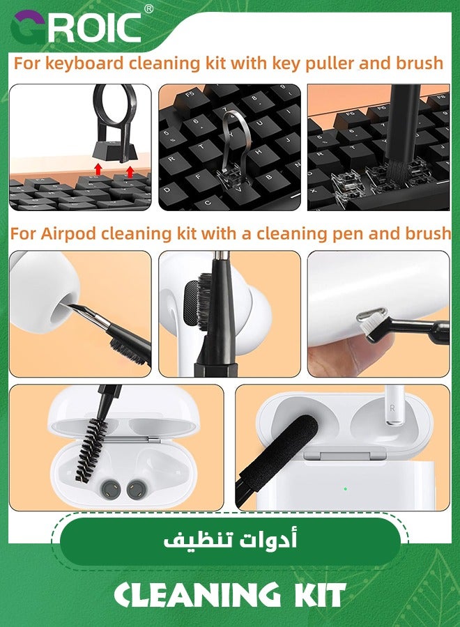 GROIC Black 20-in-1 Laptop Phone Screen Earbud Cleaning Kit, Keyboard Cleaner Kit, Keyboard Cleaning Kit with Electronic Cleaning Brush Spray for Airpods Pro, iPad, iPhone Pro, Camera, Computer Cleaning  - Image 2