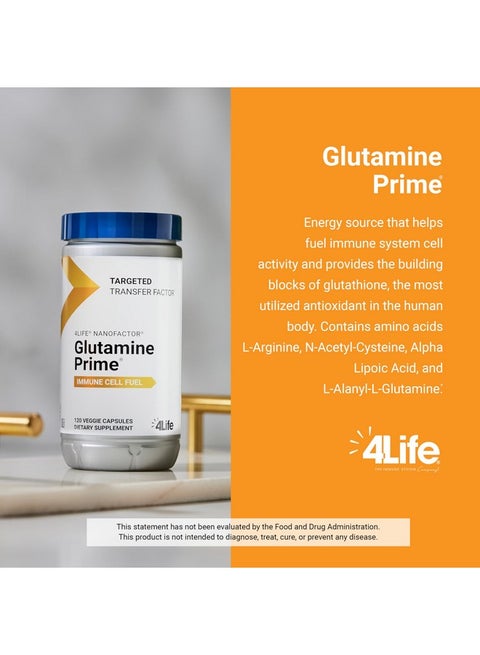 glutamine prime glutathione 4life 4Life - Fuel Your Immune Cells with Glutamine and Enhance Cell Communication with NanoFactor - Immune System Support - Overall Wellness and Energy Boost - 120 Veggie Capsules | Best Price Bahrain glutathione mist ampoule Medicube