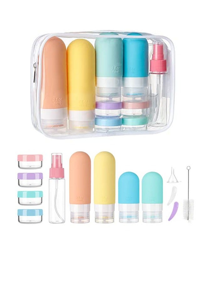 16 Pack Travel Bottles Set TSA Approved Leak Proof Silicone Squeezable Containers for Toiletries, Conditioner, Shampoo, Lotion Body Wash Accessories 16 pcs White Pack - Image 1