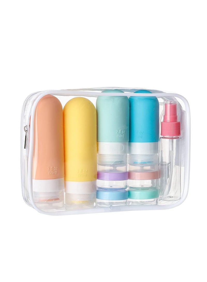 16 Pack Travel Bottles Set TSA Approved Leak Proof Silicone Squeezable Containers for Toiletries, Conditioner, Shampoo, Lotion Body Wash Accessories 16 pcs White Pack - Image 2