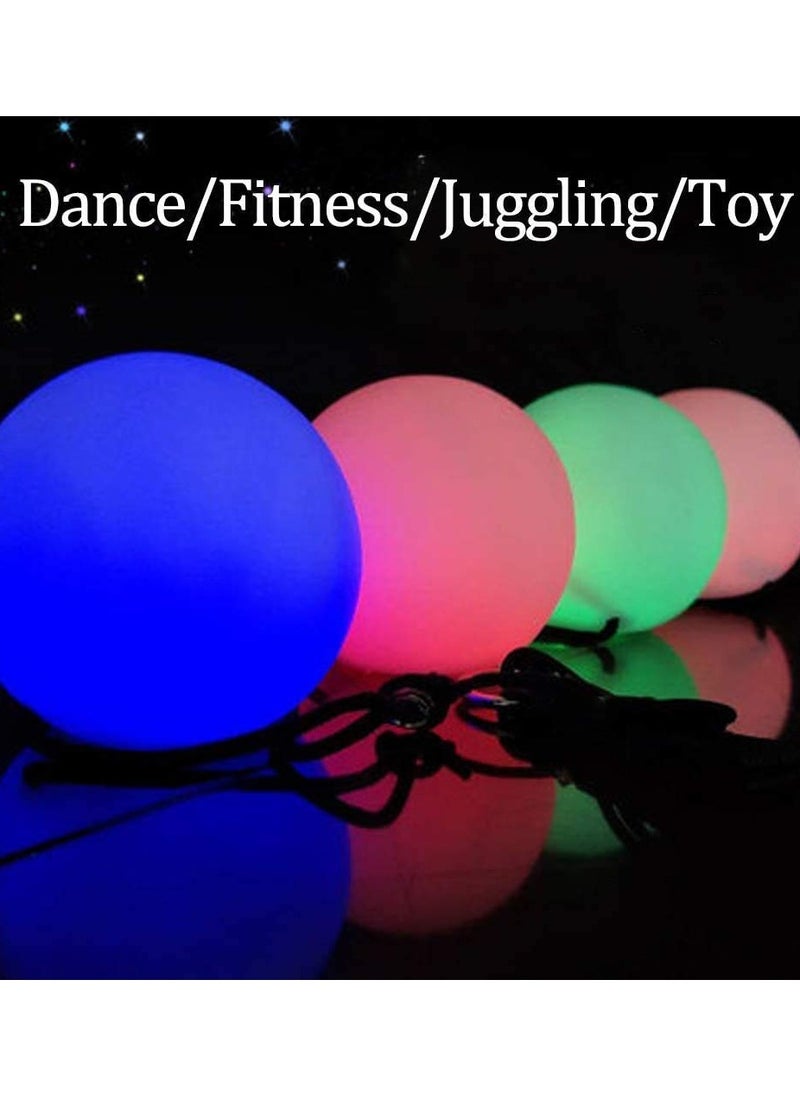 KASTWAVE - 2 Pack LED Poi Ball, Adjustable Strap, Glow Balls Soft Glow, Light Up LED 9 Modes, Spinning Poi Toy for Beginner & Professional, Juggling Thrown Ball Multi Color, Spinning LED Light Up Toy - Image 1