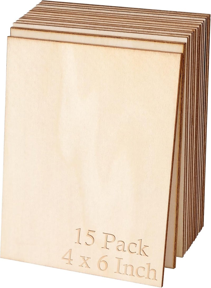 Blisstime 15PCS 4x6 Inch Wood Squares Unfinished Square Wood Pieces for Crafts,Painting, Writing, DIY Supplies, Engraving and Carving, Home Decorations (4x6 Inch 15Pcs) - Image 1