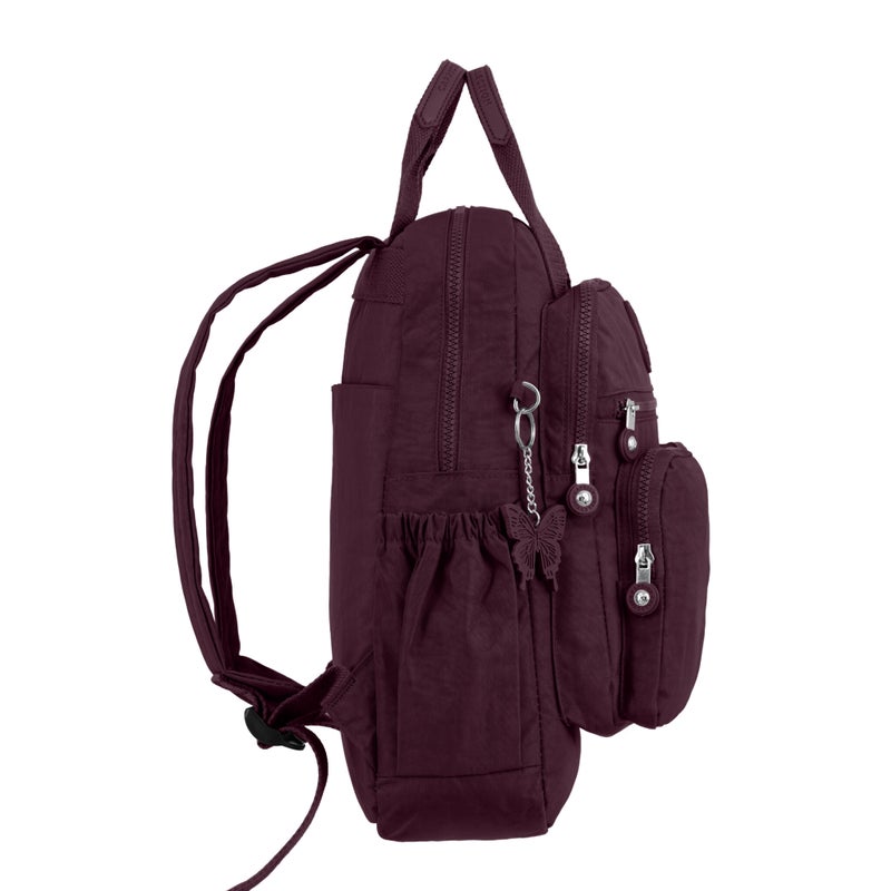 CAPRICE COLLECTION Unisex Medium Backpack – Burgundy, Lightweight, Water-Resistant Nylon, 10L - Image 4