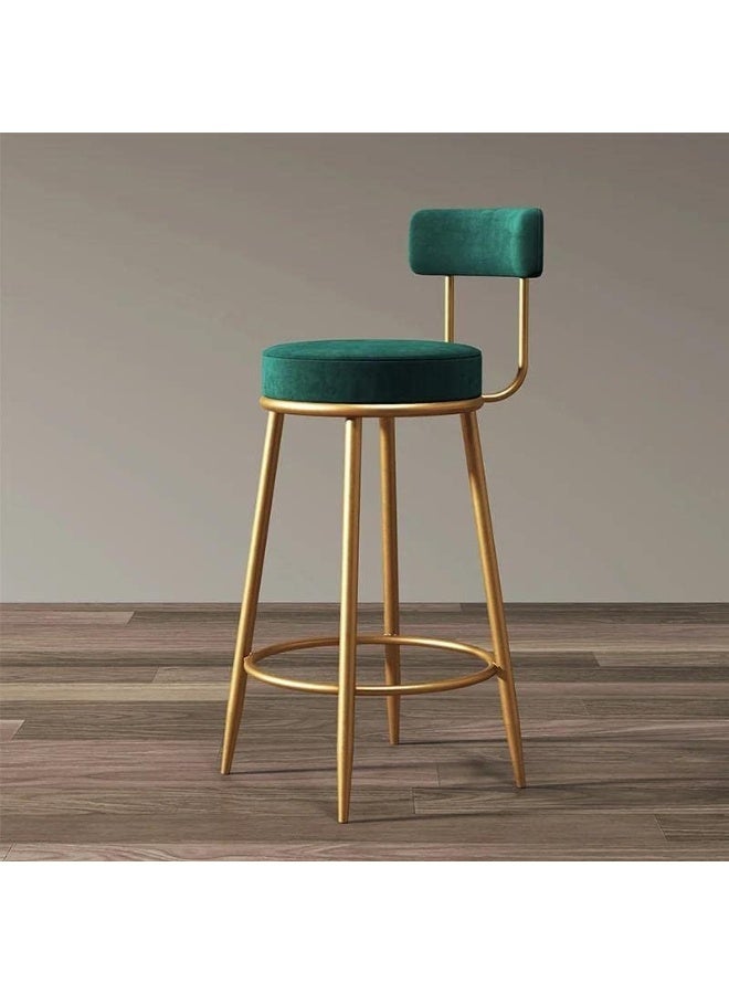 Generic SUPAAR Bar Stool Chair Dining Room Chairs Living Room Adjustable 360° Rotating Gold Metal High Stool With Backrest For Cafes. Velvet Bar Stool Chair Metal Leg. (1 green) - Image 1