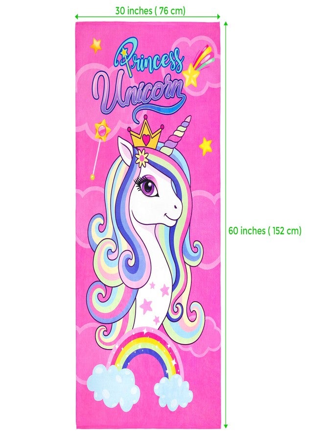 Beachland Unicorn and Stars Beach Towel 30 x 60 inch Cotton Rainbow Colors (Princess Unicorn, 30" x 60") (Pink Princess Unicorn, 1 Towel 30" x 60") (Princess Unicorn, 1 Towel - 30" x 60") - Image 3