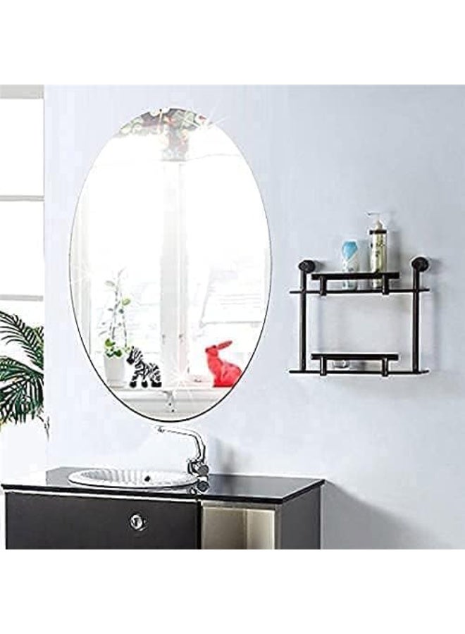Flexible Self-Adhesive Decorative Plastic Mirror Sheet Oval Shape for Wall Decoration Non-Glass Lightweight Mirror Tile 30 × 20 cm Easy Installation for Home Office and Interior Décor - Image 1
