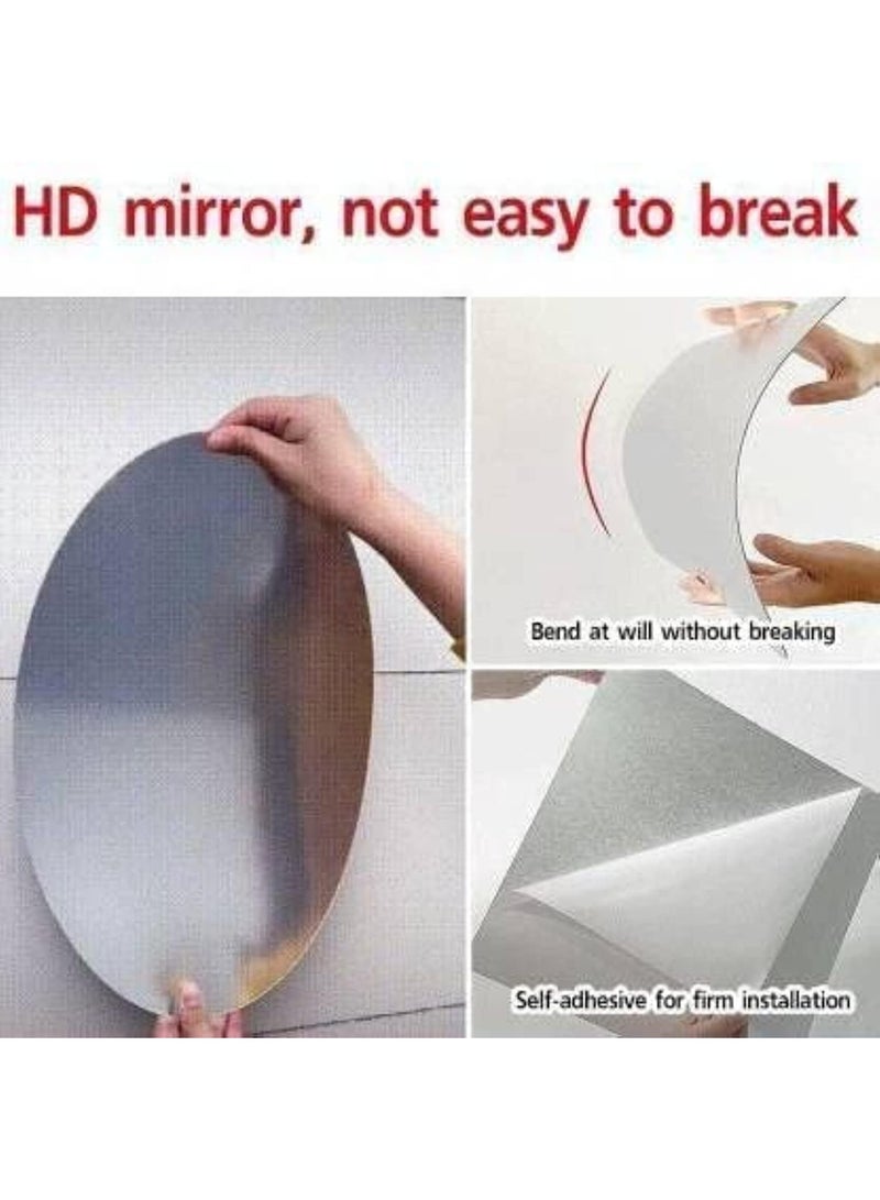 Flexible Self-Adhesive Decorative Plastic Mirror Sheet Oval Shape for Wall Decoration Non-Glass Lightweight Mirror Tile 30 × 20 cm Easy Installation for Home Office and Interior Décor - Image 3