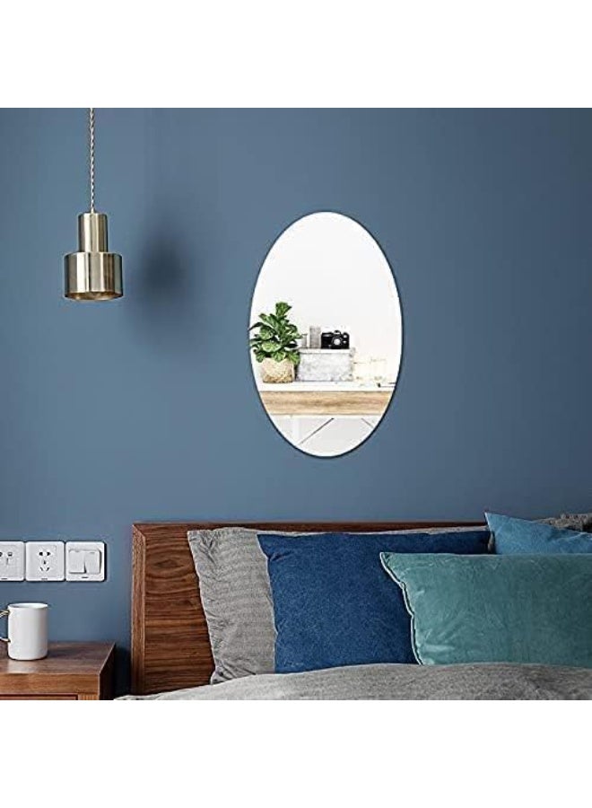 Flexible Self-Adhesive Decorative Plastic Mirror Sheet Oval Shape for Wall Decoration Non-Glass Lightweight Mirror Tile 30 × 20 cm Easy Installation for Home Office and Interior Décor - Image 2