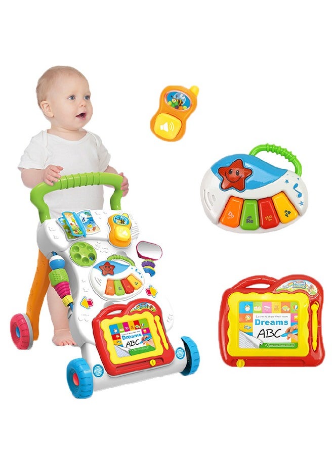 Multifunctional Baby Walker and Toy Set with Music - Early Learning Educational Play, Toddler Activity Walker for Improved Motor Skills