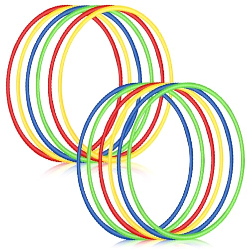Sratte 12 Pcs Toy Hoop for Kid Detachable Adjustable Toy Hoop Colored Hoop Exercise Ring Plastic Circle for Kid Teen Gymnastics Dog Agility Equipment Require Self AssemblyClassic Color 24 Inch - Image 1
