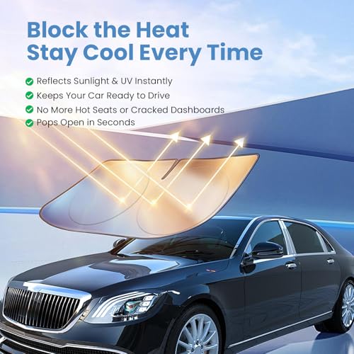 Autopect Windshield Sun Shade, Reflective Sunshade for Car Windshield with Mirror Cut-Out, Blocks 99% UV Rays & Keeps Vehicle Cool, Fits Cars, Trucks, SUVs & Vans, Fade-Resistant, (Medium) - Image 2