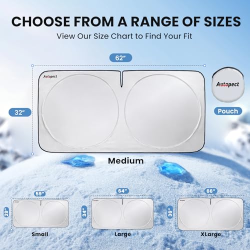 Autopect Windshield Sun Shade, Reflective Sunshade for Car Windshield with Mirror Cut-Out, Blocks 99% UV Rays & Keeps Vehicle Cool, Fits Cars, Trucks, SUVs & Vans, Fade-Resistant, (Medium) - Image 4