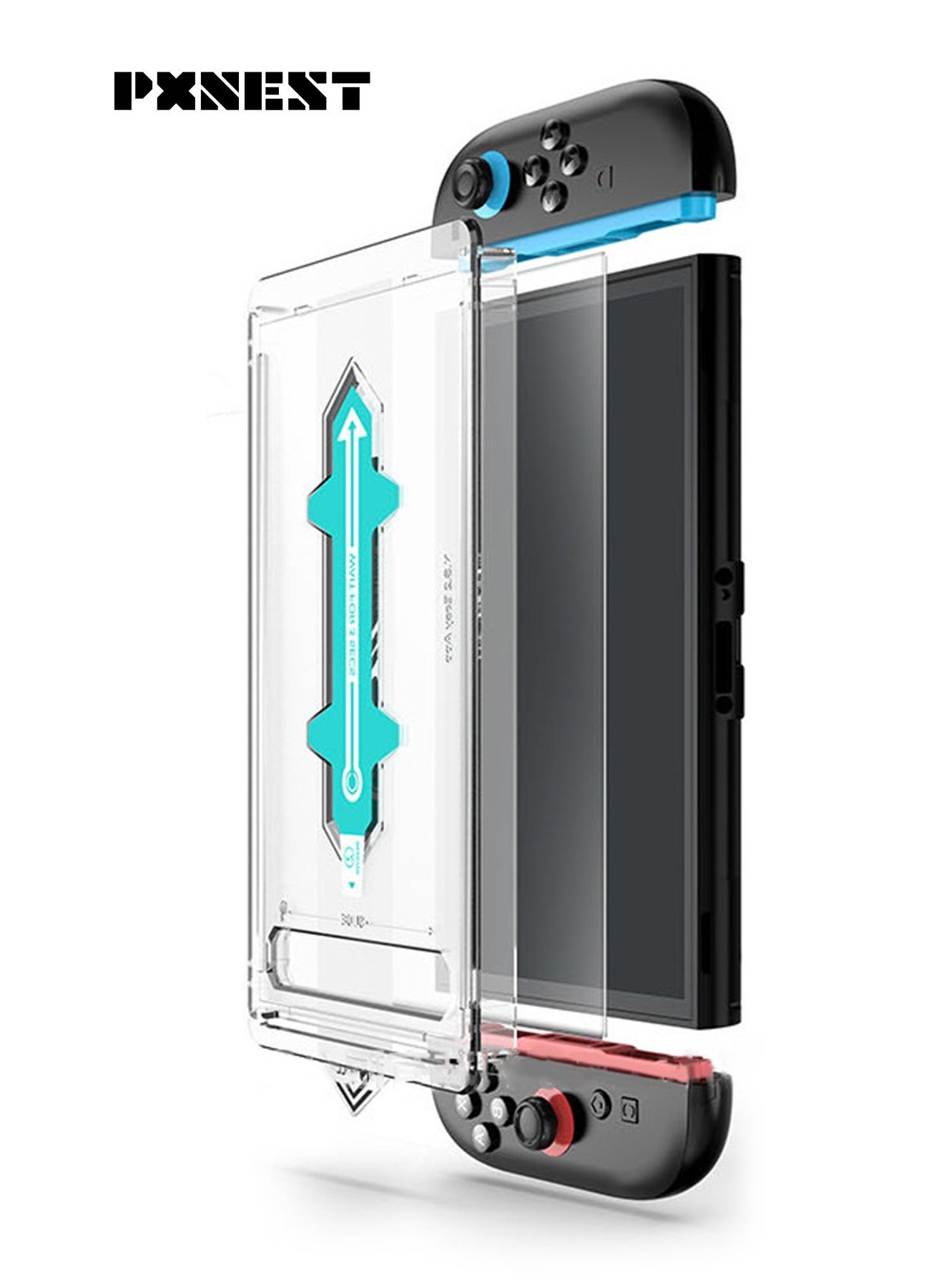 Pxnest Ultra HD Clear Scratch-Resistant Tempered Glass Screen Protector for Switch 2, ultra-thin 0.33mm thickness. Comes with EZ-Align frame – high-definition clarity – easy installation.