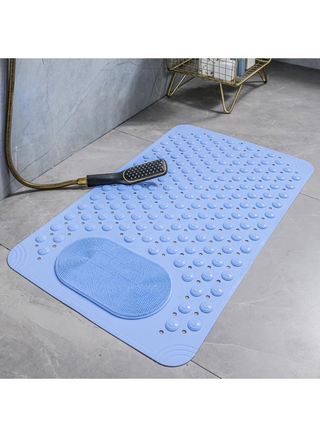 كيلا جادة استحمام مانعة للانزلاق، مقاس 50 × 80 سم، كبيرة جدًا، مزودة بفتحة تصريف وأكواب شفط، سجادة تدليك للقدمين، قابلة للغسل في الغسالة، مناسبة للكبار والصغار (أزرق) - Image 2