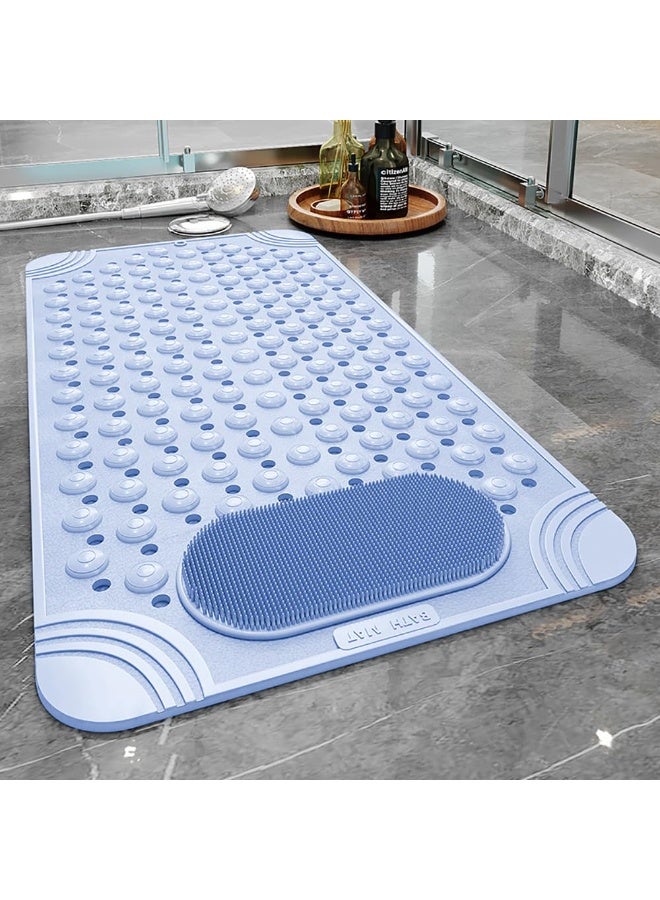 كيلا جادة استحمام مانعة للانزلاق، مقاس 50 × 80 سم، كبيرة جدًا، مزودة بفتحة تصريف وأكواب شفط، سجادة تدليك للقدمين، قابلة للغسل في الغسالة، مناسبة للكبار والصغار (أزرق) - Image 1