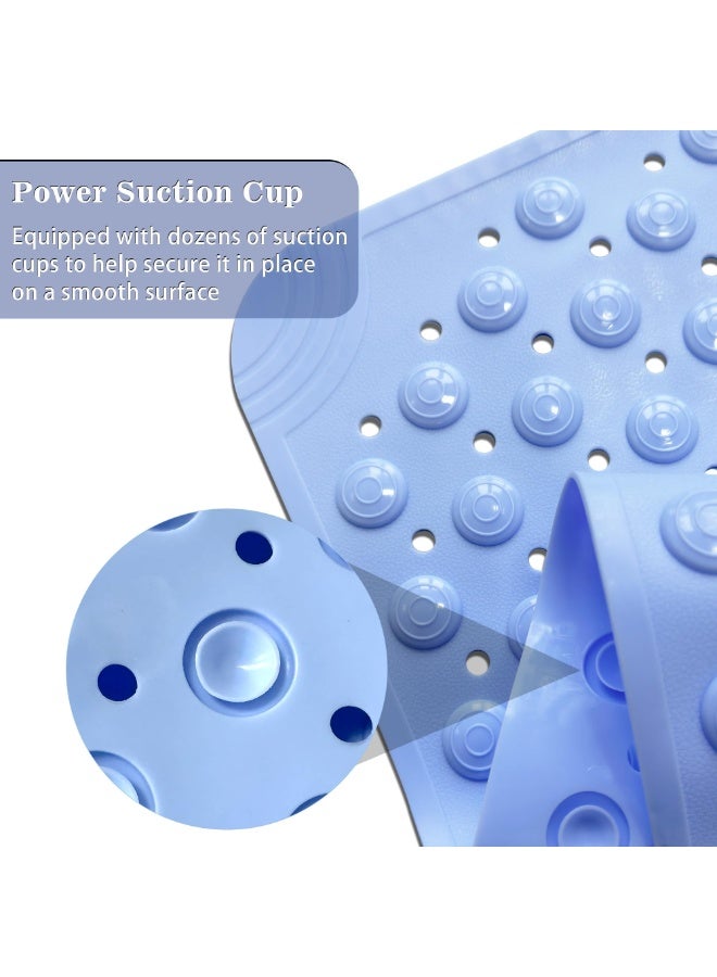 كيلا جادة استحمام مانعة للانزلاق، مقاس 50 × 80 سم، كبيرة جدًا، مزودة بفتحة تصريف وأكواب شفط، سجادة تدليك للقدمين، قابلة للغسل في الغسالة، مناسبة للكبار والصغار (أزرق) - Image 4