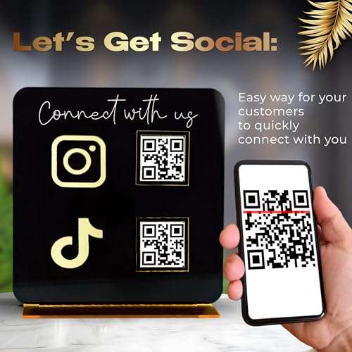 Skywin QR Code Sign for Business Social Media Cash App QR Code Sign Stand Acrylic Display Holder for Office Desk Home Decor Payment Display Black - Image 3
