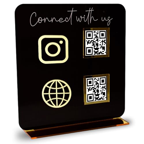 Skywin QR Code Sign for Business Social Media Cash App QR Code Sign Stand Acrylic Display Holder for Office Desk Home Decor Payment Display Black - Image 1