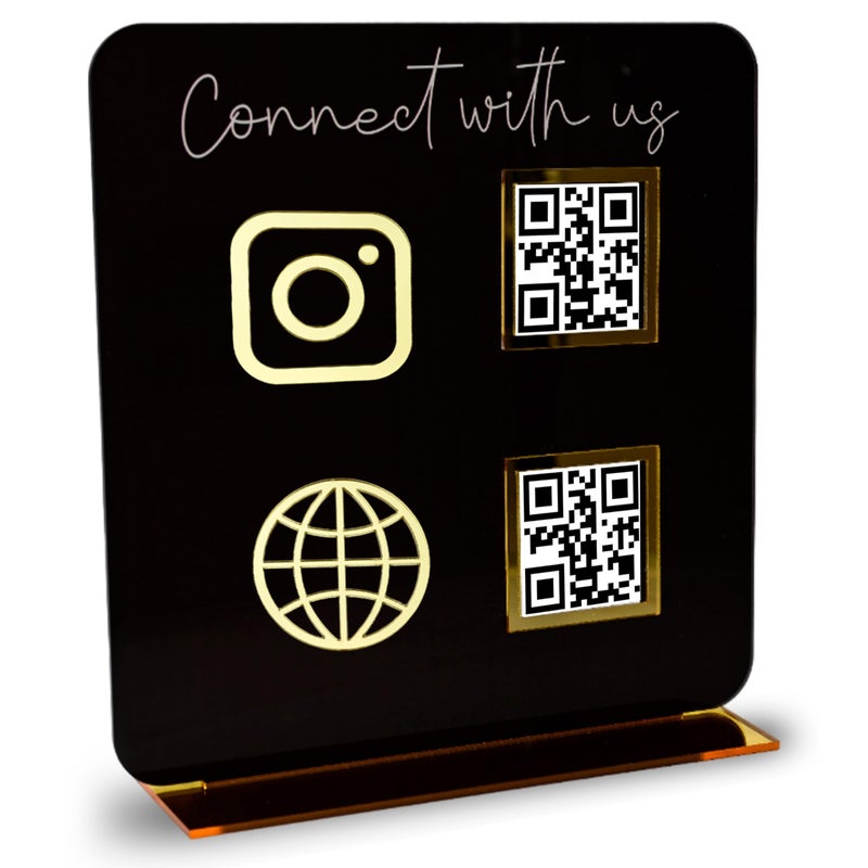 Skywin QR Code Sign for Business Social Media Cash App QR Code Sign Stand Acrylic Display Holder for Office Desk Home Decor Payment Display Black - Image 2