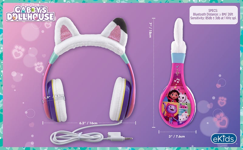 eKids Gabbys Dollhouse Headphones for Kids, Wired Earphones for School, Home or Travel, Includes Headphone Splitter - Image 3