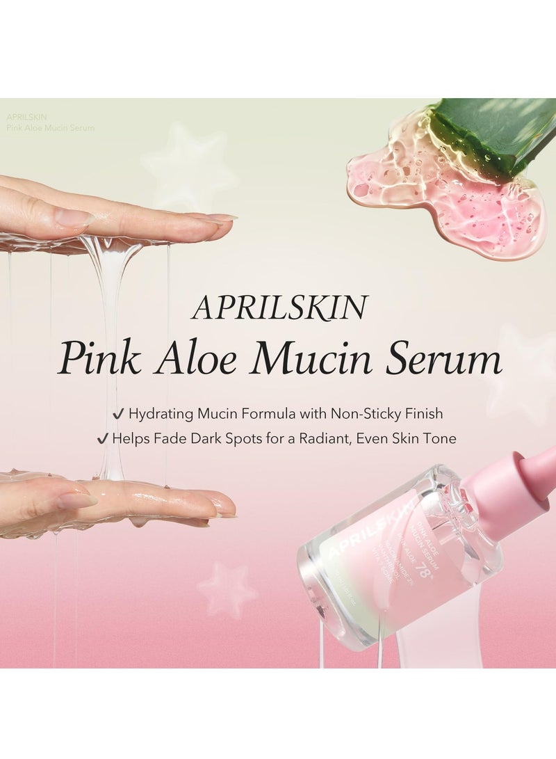 APRIL SKIN Pink Aloe Mucin Serum 1.01 fl.oz (30ml) Hydrating 78% Jeju Aloe Mucin Formula with Non-Sticky Finish for a Glass Glow Look, Korean Skincare - Image 2