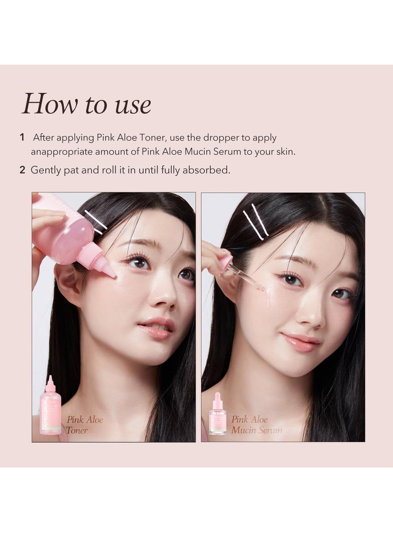 APRIL SKIN Pink Aloe Mucin Serum 1.01 fl.oz (30ml) Hydrating 78% Jeju Aloe Mucin Formula with Non-Sticky Finish for a Glass Glow Look, Korean Skincare - Image 5