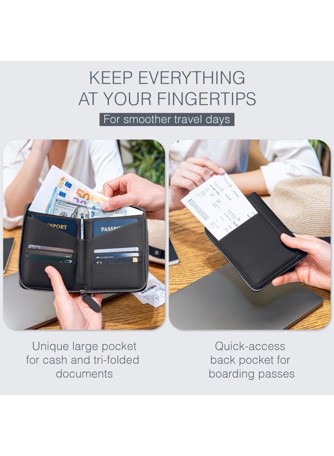 Travaci Double Passport Wallet, Black, 0.78 x 5.12 x 6.3 inches, Classic - Image 3
