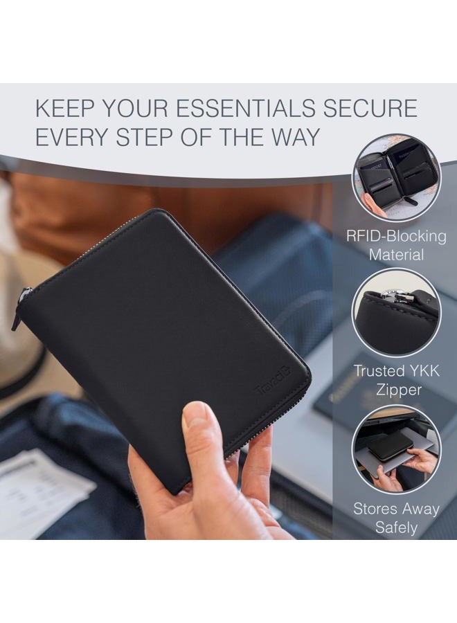 Travaci Double Passport Wallet, Black, 0.78 x 5.12 x 6.3 inches, Classic - Image 4