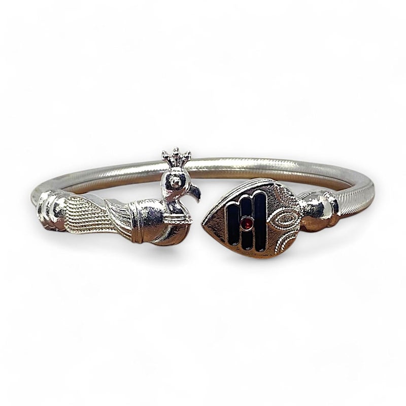 Upbeat Adjustable Vel & Mayil Metal Silver color Bracelet/kappu/kadda I Unisex jewelry I Lightweight & Comfortable Fit I Unisex, Modern, and Durable - Image 5