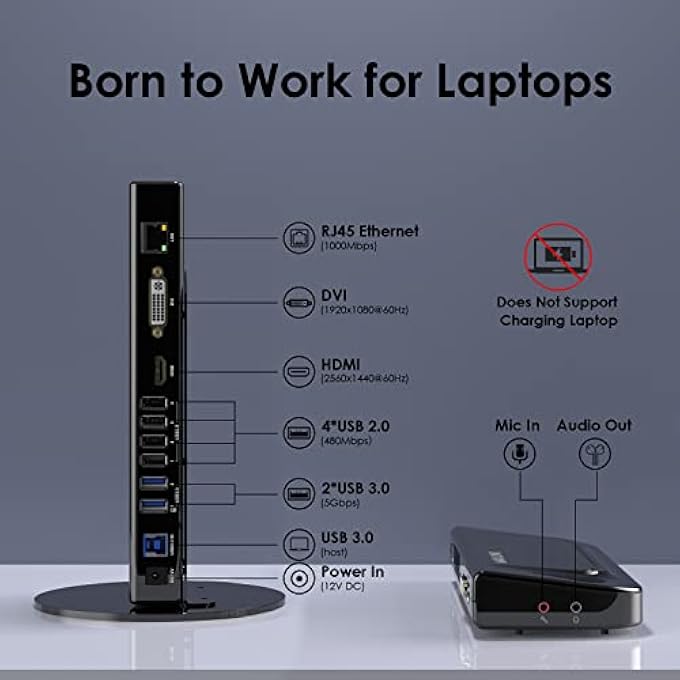 WAVLINK UNIVERSAL LAPTOP DOCKING STATION, 13-IN-1 USB-C HUB DUAL MONITOR FOR M1/M2 MAC, WINDOWS, THUNDERBOLT 3&4, USB4 (DUAL VIDEO: HDMI AND DVI/VGA/HDMI, GIGABIT ETHERNET, AUDIO, MIC, 6 USB PORTS) - Image 2