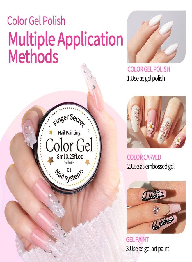 AOBOO 12colors Nail Painting Gel Polish Paint for Nail Art, Solid Cream Gel Polish For French Tip Tool Design Art Gels Paint for Nails Painting Drawing Soak Off UV Need Design DIy &Salon&Home - Image 5