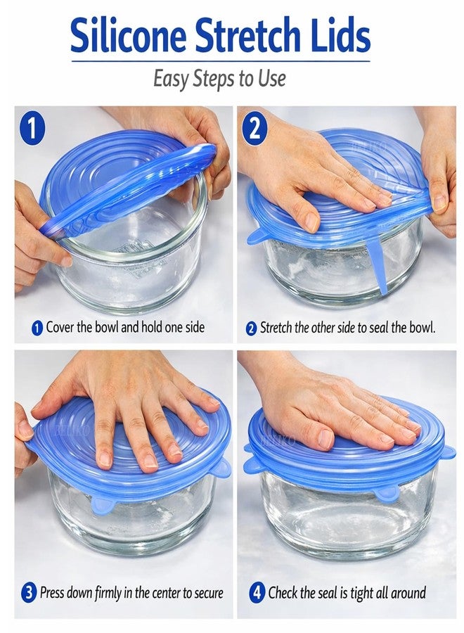 BELIKO Silicone Stretch Lids - Airtight Food Covers for Bowls, Containers - Multi Size Reusable (Color May Vary) Freezer and Dishwasher Safe - Silicone Food Storage Lids (Random Color, Pack of 6) - Image 4
