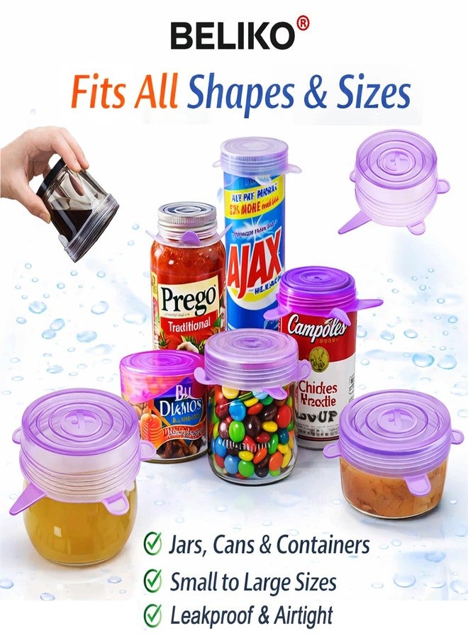 BELIKO Silicone Stretch Lids - Airtight Food Covers for Bowls, Containers - Multi Size Reusable (Color May Vary) Freezer and Dishwasher Safe - Silicone Food Storage Lids (Random Color, Pack of 6) - Image 2