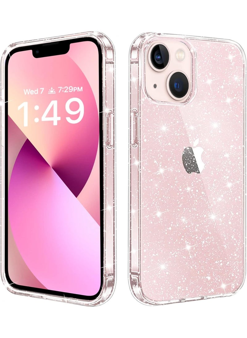Compatible with iPhone 13 Case, Clear Glitter Soft TPU Shockproof Protective Bumper Cover, Sparkle Bling Sparkly Cute Slim Women Girls Phone Case for iPhone 13, 6.1inch - Image 1